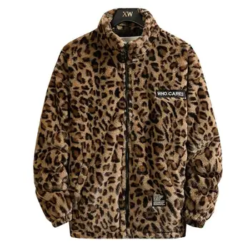 Toamna Moale Leopard Geaca Barbati Hip Hop Streetwear Libertate Îmbrăcăminte exterioară de Iarnă Casual cu Fermoar Haine barbati Femei Plus Dimensiune 4XL