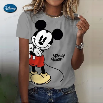 Tricou femei Kawaii Disney Mickey Mouse 3D T-Shirt Top Fata de Y2k Vara cu Maneci Scurte T-Shirt O-Gât de Vacanta pentru Femei T-Shirt