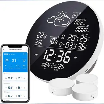 Tuya Noua Culoare de Ecran Ceas cu Alarmă Inteligent Wifi Stație Meteo Digitală Temperatura HumidityTime Calendar UV Termometru de Stația de