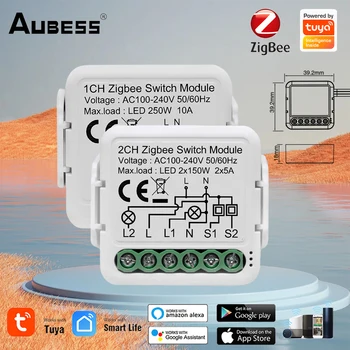 Tuya ZigBee Mini Smart Switch Suport 2-Way Control Releu Intrerupator 10A Timer, Comutator Wireless Modulul Funcționează Cu Alexa de Start Google