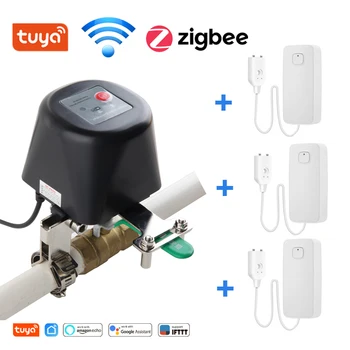 Tuya Zigbee, WiFi Apă Supapă de Gaze de Închidere Controller 3pcs Scurgeri de Apă de Control Senzor Inteligent de Susținere a Vieții Alexa Google Asistent