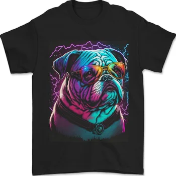 Un Rece Bulldog cu Câine Ochelari 100% Bumbac T-Shirt