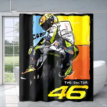 VR-46 Motocicleta Logo Perdea de Dus Retro Motociclete Desene animate Model Perdea de Duș Adult Decorare Baie Baiat Cadou de Ziua de nastere