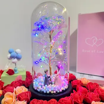 Veșnică floare CONDUS abajur de sticla de simulare a crescut buchet decor de Crăciun cadou de Ziua Îndrăgostiților pentru prietena ziua de nastere a lui