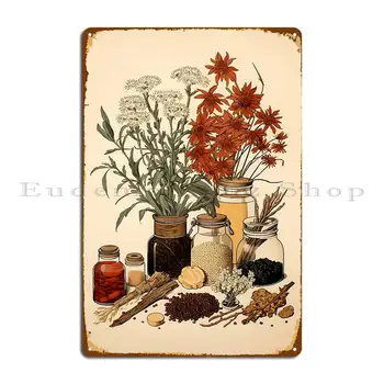Vintage Botanică Ilustrare Ierburi Și Condimente Captivant Art Metal Semn Bucătărie, Garaj Poster Print De Pictură Tin Semn Poster