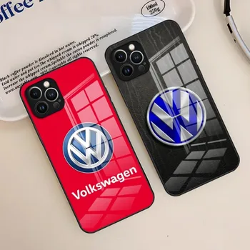 Volkswagen Car LOGO Telefon Caz Pentru IPhone 14 Pro Max 15 12 11 13 Mini X XR XS 8 7 6 Plus SE 2020 Sticla Capac Spate