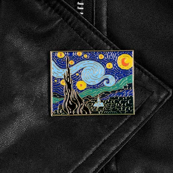 Wannee Fierbinte accesorii Van Gogh pictura in ulei noapte Înstelată desene animate brosa cadou de Crăciun versatile accesorii
