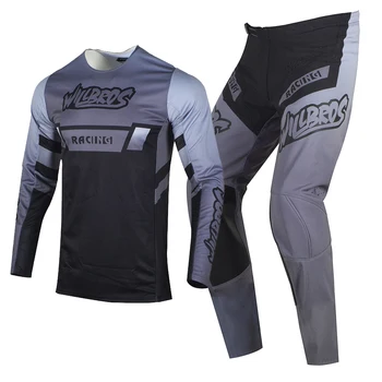 Willbros Negru Gri Jersey Pantaloni Combo Motocross Dirt Bike MX Offroad Racing Enduro SX DH Flexair Mach 360 Tinuta