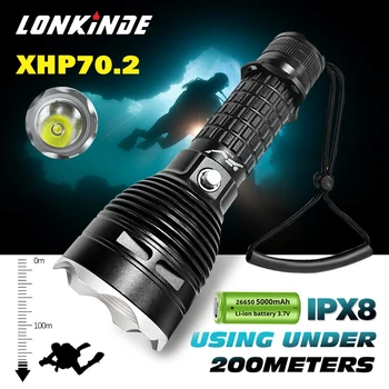 XHP70.2 Profesionist de Scufundări Lanterna IPX8 Lampă Subacvatice de Mare Putere 35W Lanterne LED-uri Puternice Scufundări Lanterna Felinar
