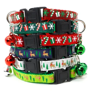 Xmas animale de Companie Jingle Bell Guler Reglabil Crăciun DogCollar cu Rapid Cataramă de Eliberare Nylon Material Catelus de Crăciun Decorare