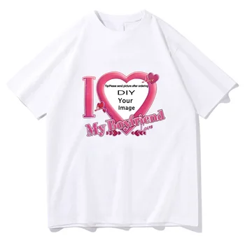 Îl Iubesc pe Prietenul Meu Cupon Tricouri de Bumbac de Înaltă Calitate Femei/Bărbați T-shirt cu Maneci Scurte de Vara tricou DIY Personalizate de Imprimare