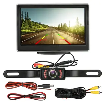 Înmatriculare auto Backup Camera retrovizoare HD de Parcare Sistem de Viziune de Noapte de 5 Inch Monitor Auto TFT LCD Ecran Digital HD