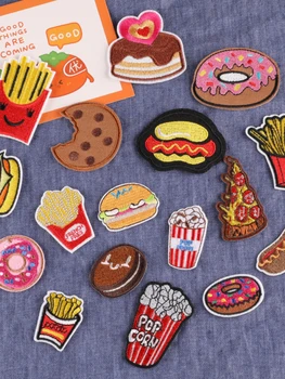 Țesături brodate Patch Hamburger Cookie-uri pentru Haine, Genti, Pantofi, Pălării, Accesorii și Reparații, Coase, DIY Decoratiuni